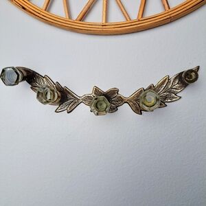 Vintage Brass Glass Knobs Wall Hanging Hat Purse Jewelry Hanger